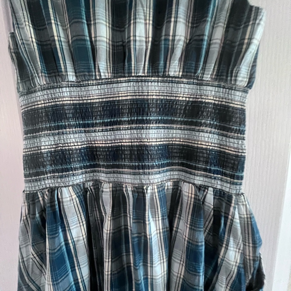 NWT - Anthropologie Blue / Green Plaid Dress, Size Medium - Picture 5 of 7